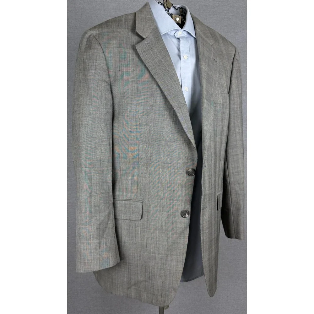 Burberry London Mens 43R Wool Glen Plaid Blazer Sport Coat Grey 2 Button USA